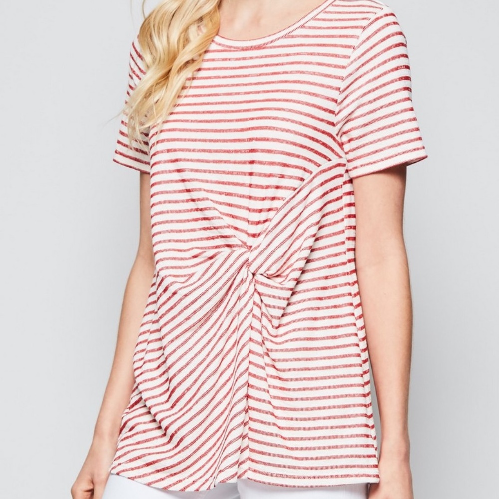 Side Knot Striped Top
